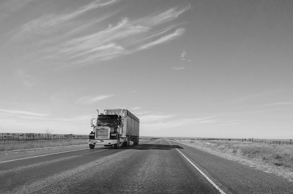 truck driving on the road